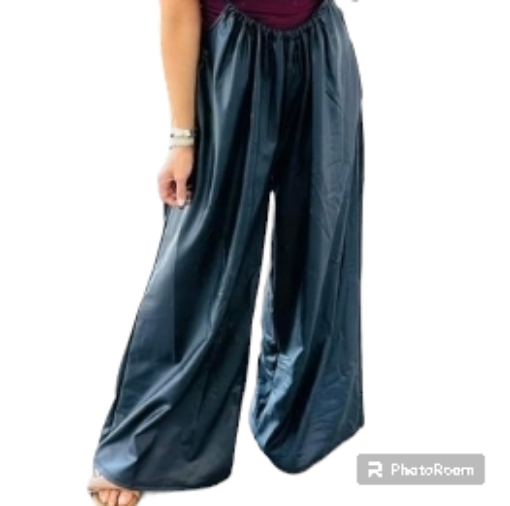FAUX LEATHER TIE BACK JUMPSUIT (REG) NWOT